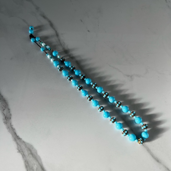 Vintage blue beaded necklace - Picture 3 of 6